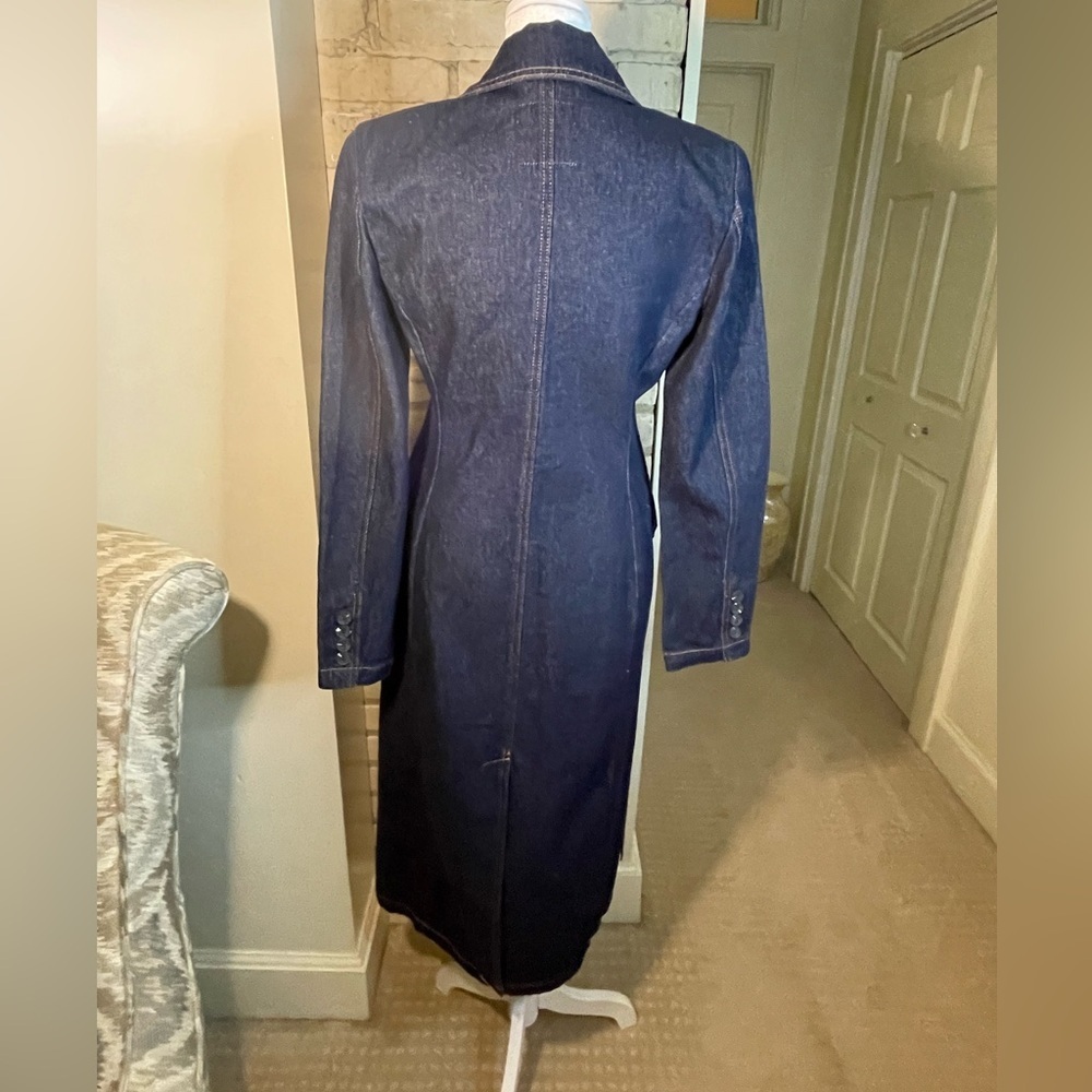AVEC LES FILLES Tailored Double-Breasted Maxi, Denim Trench Coat, Sz. XS - Picture 9 of 16